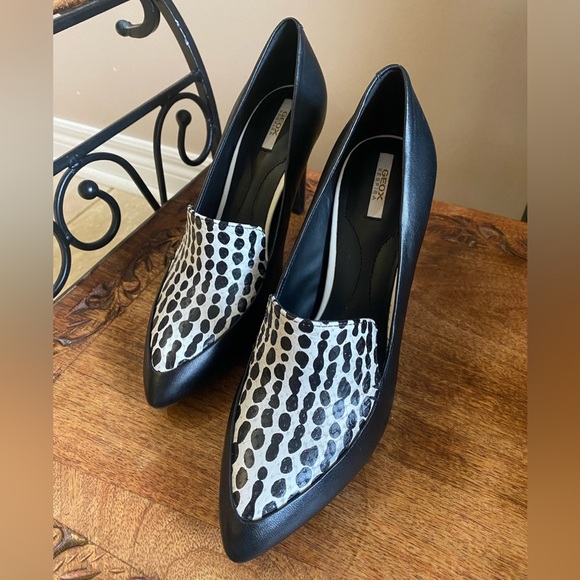 Geox Shoes - Geox High Heeled Black and White Pattern Shoes Size 36
